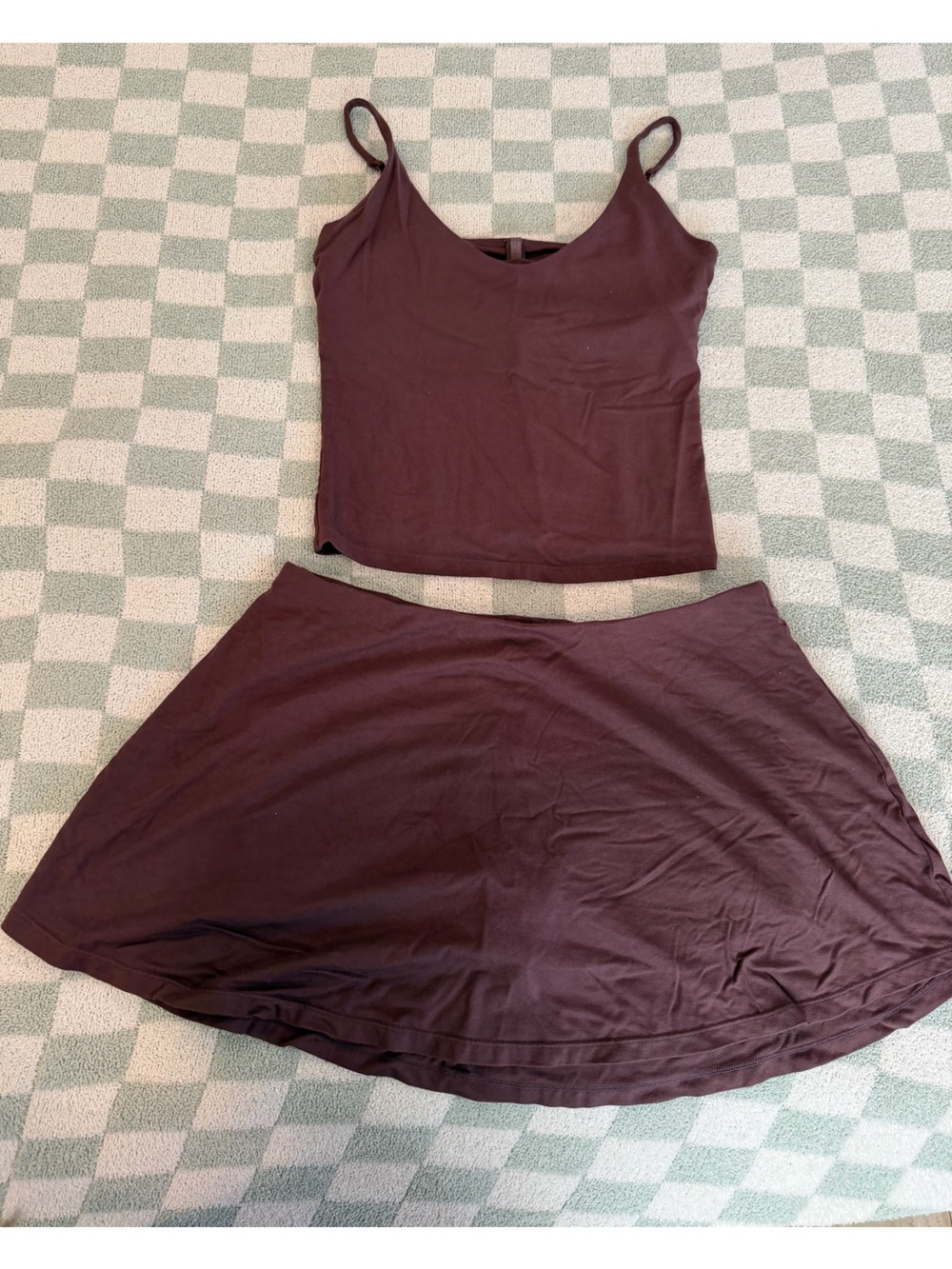 SKIMS Plum A-Line Skirt and Tank Set